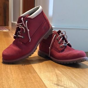 Red Timberland boots